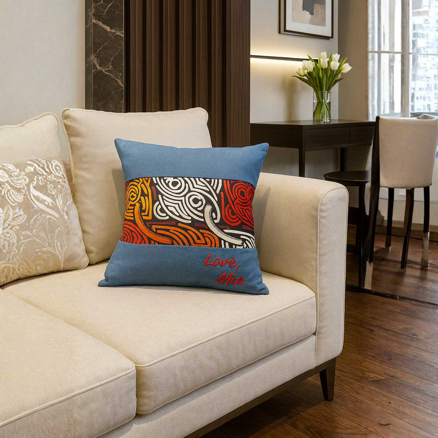 Ankara Accent Pillow with Custom Embroidered Message